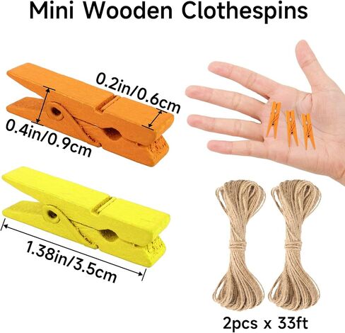 Joycraft Mini Wooden Clockespins مع سلسلة - 100pcs مقاطع حرفية بنية ، 1.4 في حامل الصور مقاطع معلقة لـ DIY ، ديكور حفل زفاف ، مشاريع الفصل الدراسي ، جدار الصورة in Saudi Arabia