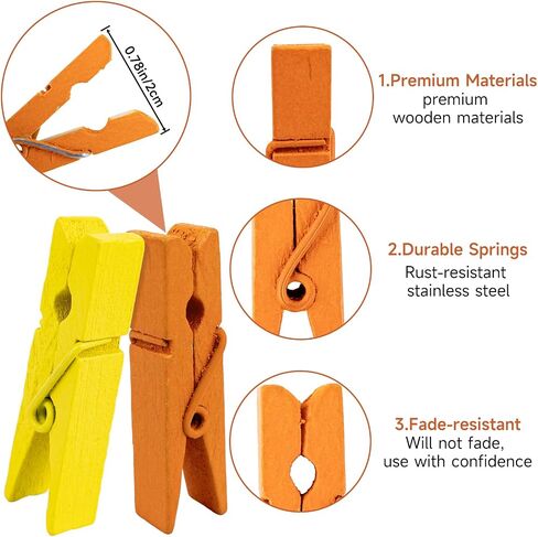 Joycraft Mini Wooden Clockespins مع سلسلة - 100pcs مقاطع حرفية بنية ، 1.4 في حامل الصور مقاطع معلقة لـ DIY ، ديكور حفل زفاف ، مشاريع الفصل الدراسي ، جدار الصورة in Saudi Arabia
