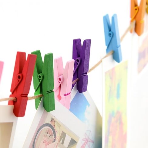 Joycraft Mini Wooden Clockespins مع سلسلة - 100pcs مقاطع حرفية بنية ، 1.4 في حامل الصور مقاطع معلقة لـ DIY ، ديكور حفل زفاف ، مشاريع الفصل الدراسي ، جدار الصورة in Saudi Arabia
