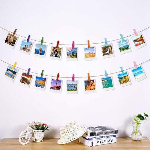 Joycraft Mini Wooden Clockespins مع سلسلة - 100pcs مقاطع حرفية بنية ، 1.4 في حامل الصور مقاطع معلقة لـ DIY ، ديكور حفل زفاف ، مشاريع الفصل الدراسي ، جدار الصورة in Saudi Arabia