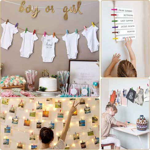 Joycraft Mini Wooden Clockespins مع سلسلة - 100pcs مقاطع حرفية بنية ، 1.4 في حامل الصور مقاطع معلقة لـ DIY ، ديكور حفل زفاف ، مشاريع الفصل الدراسي ، جدار الصورة in Saudi Arabia