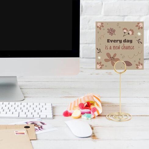 36-Piece Table Number Holders, 1.6"/3.3"/8.7" Golden Wire Place Card Holder Menu Clips with Spiral Base, Round Note Card Stands for Wedding Reception, Party Photo Display, Dinner Centerpieces Decor in Kuwait