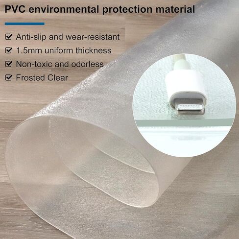 سجادة كرسي مكتب للأرضيات الصلبة - سجادة أرضية مكتبية شفافة مقاس 47 × 35.5 بوصة - كرسي متدحرج من البلاستيك الشفاف غير اللامع للأرضيات الخشبية الصلبة المنزلية in Kuwait