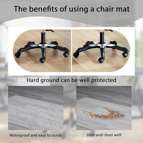 سجادة كرسي مكتب للأرضيات الصلبة - سجادة أرضية مكتبية شفافة مقاس 47 × 35.5 بوصة - كرسي متدحرج من البلاستيك الشفاف غير اللامع للأرضيات الخشبية الصلبة المنزلية in Kuwait