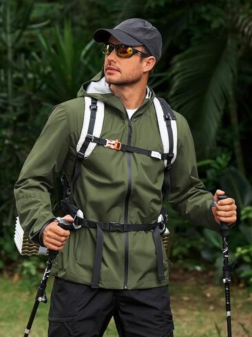 Yousify Mens Waterproof Shell Jacket Full Zip Hooded Raincoat Lightweight Windbreaker for Cycling Hiking Golf Outdoor in Saudi Arabia