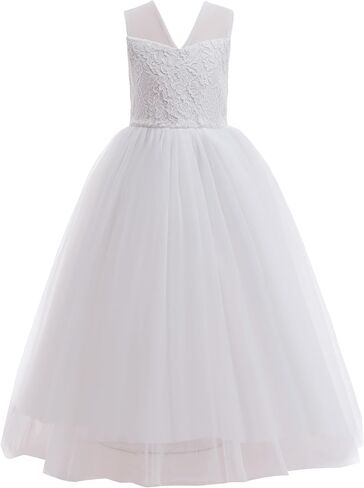 Glamulice Girls Flower Girl Dress Tulle Lace Wedding Party Bridesmaid Birthday Pageant Formal Dresses in Kuwait