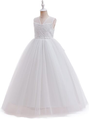 Glamulice Girls Flower Girl Dress Tulle Lace Wedding Party Bridesmaid Birthday Pageant Formal Dresses in Kuwait