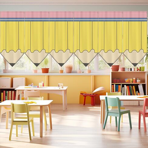 6 Pcs School Classroom Curtains Back to Classroom Colorful Curtains for Kindergarten Daycare Primary Bedroom Playroom Room Decor(Pencil) in Saudi Arabia