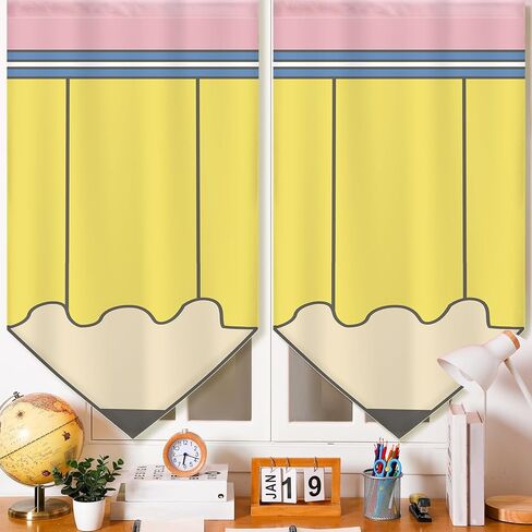 6 Pcs School Classroom Curtains Back to Classroom Colorful Curtains for Kindergarten Daycare Primary Bedroom Playroom Room Decor(Pencil) in Saudi Arabia