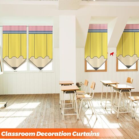 6 Pcs School Classroom Curtains Back to Classroom Colorful Curtains for Kindergarten Daycare Primary Bedroom Playroom Room Decor(Pencil) in Saudi Arabia
