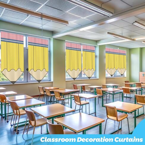 6 Pcs School Classroom Curtains Back to Classroom Colorful Curtains for Kindergarten Daycare Primary Bedroom Playroom Room Decor(Pencil) in Saudi Arabia