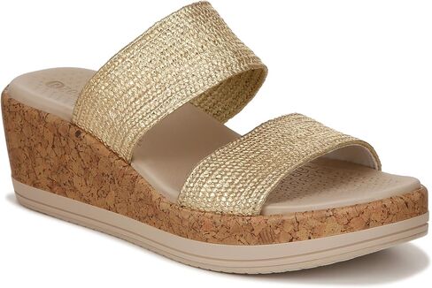 BZees Womens Resort Cork Strappy Wedge Sandal, Pink, 7 US in Saudi Arabia
