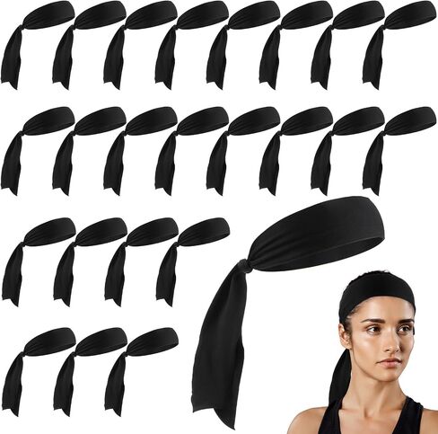24-Pack Tie Headband for Women, Sports Tennis Headbands Karate Headband,Elastic Sweatbands Hair Bands for Basketball Running Yoga Athletic in Saudi Arabia
