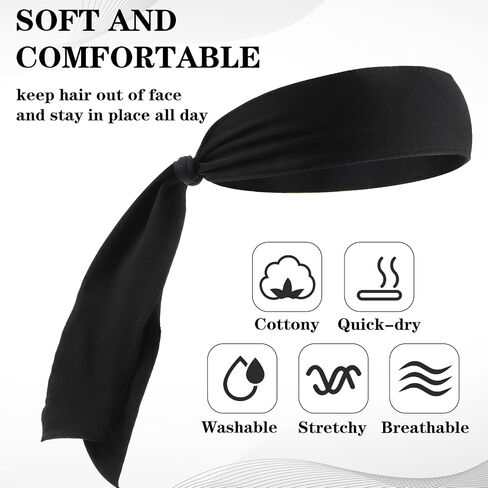 24-Pack Tie Headband for Women, Sports Tennis Headbands Karate Headband,Elastic Sweatbands Hair Bands for Basketball Running Yoga Athletic in Saudi Arabia