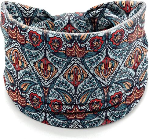 Boho Headbands for Women – 4 Pack Wide Stretchy Turban Head Wraps, Floral Tribal Print Hair Bands for Yoga, Workout, Travel, Festival Accessories in Kuwait