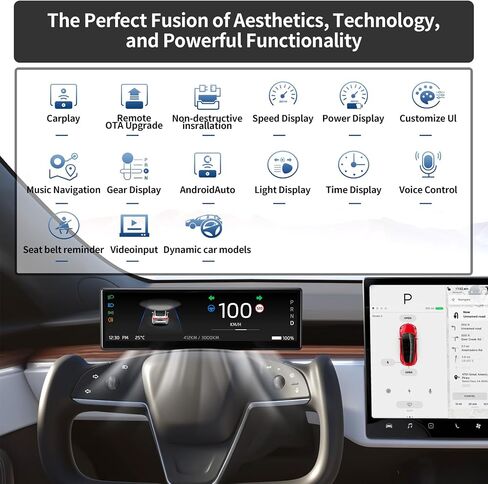 8.8 "شاشة رأس رفيعة للغاية لـ Tesla 2024 Highland Model 3 مع الكاميرا الأمامية ، والاسلكية/السلكية carplay و Android Auto ، تحذير أعمى بقعة ، لا كتلة تنفيس AC ، طيار تلقائي ، تحديث OTA in Kuwait