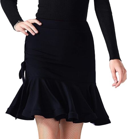 Wrap Latin Dance Skirt High Waist Slit Salsa Ballroom Concert Skater Skirt Dance Clothes for Women in Saudi Arabia