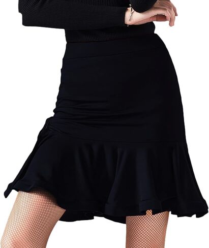 Wrap Latin Dance Skirt High Waist Slit Salsa Ballroom Concert Skater Skirt Dance Clothes for Women in Saudi Arabia