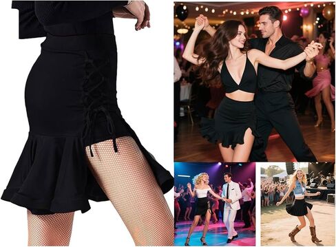 Wrap Latin Dance Skirt High Waist Slit Salsa Ballroom Concert Skater Skirt Dance Clothes for Women in Saudi Arabia