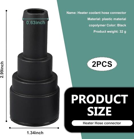 2 PCS Car Heater Coolant Hose Connector, High Temperature Leak-proof Sealing Joints, Replacement 800-409 15032062 15151873 15151875, Compatible with Buick GMC Chevrolet Ford Lincoln (Black) in Kuwait