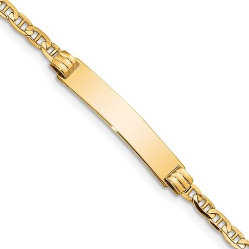 14K Yellow Gold Anchor Link ID Bracelet 6" in Saudi Arabia