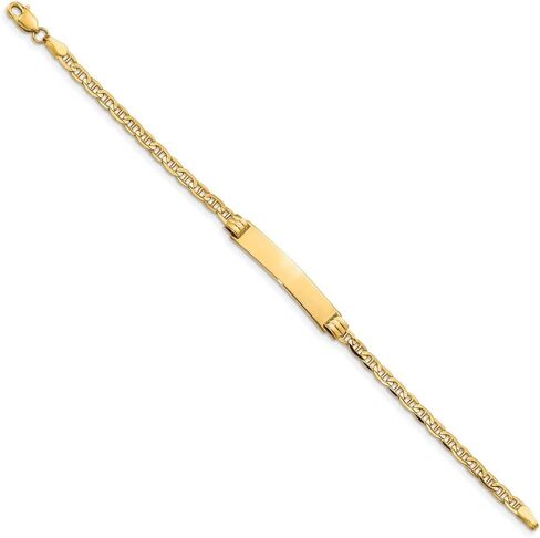 14K Yellow Gold Anchor Link ID Bracelet 6" in Saudi Arabia
