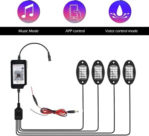 4 PCS RGB LED Rock Lights, LEDs High Brightness Waterproof Neon underglow Kit with Bluetooth App Control Flashing Music Mode, Wheel Well Light for Trucks, SUV, Golf Cart, ATV, Pickup in Saudi Arabia