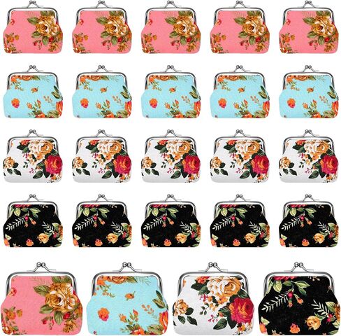 24PCS Canvas COIN COIN FORSES ، KISS KISS LOCK VINTAGE CANVAS FLOROL POCKLE COIN PRES in Kuwait