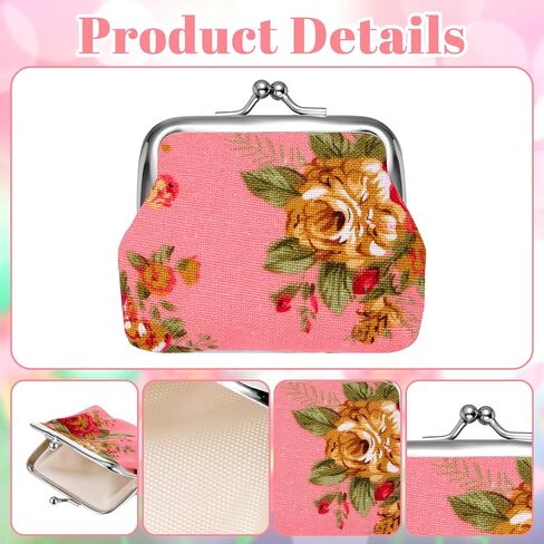 24PCS Canvas COIN COIN FORSES ، KISS KISS LOCK VINTAGE CANVAS FLOROL POCKLE COIN PRES in Kuwait