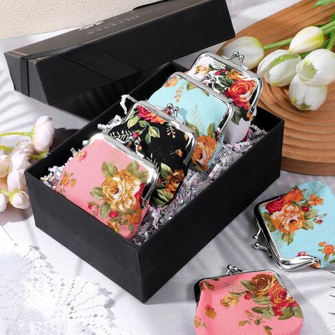 24PCS Canvas COIN COIN FORSES ، KISS KISS LOCK VINTAGE CANVAS FLOROL POCKLE COIN PRES in Kuwait