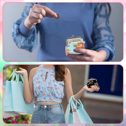 24PCS Canvas COIN COIN FORSES ، KISS KISS LOCK VINTAGE CANVAS FLOROL POCKLE COIN PRES in Kuwait