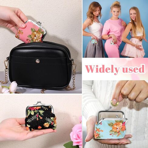 24PCS Canvas COIN COIN FORSES ، KISS KISS LOCK VINTAGE CANVAS FLOROL POCKLE COIN PRES in Kuwait
