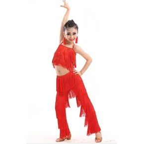 1set Latin Dance Set Ballroom Plus Size Fringe Tassel Pants and Top Solid Dancing Costume for Dance and Performance in Kuwait