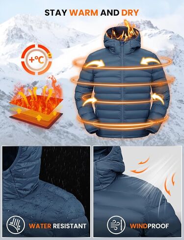 TBMPOY Men's Lightweight Packable Puffer Jackets Hooded Winter Coat Warm Water-Resistant for Travel Casual Hiking Ski in Saudi Arabia