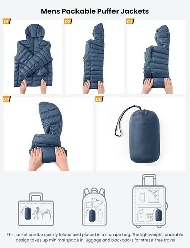 TBMPOY Men's Lightweight Packable Puffer Jackets Hooded Winter Coat Warm Water-Resistant for Travel Casual Hiking Ski in Saudi Arabia