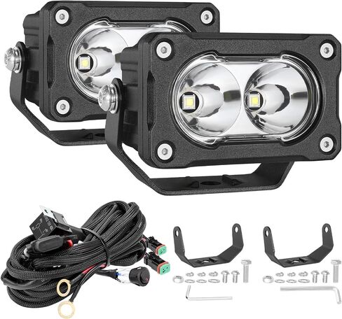 3 Inch LED Pods 40W Driving Light Bar with DT Wiring Harness Kit 2PCS Combo Beam Off Road Lights LED Cubes Fog Light Bumper Grille Backup Lights for Truck Pickup ATV UTV SUV Heavy Duty in Saudi Arabia