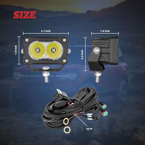 3 Inch LED Pods 40W Driving Light Bar with DT Wiring Harness Kit 2PCS Combo Beam Off Road Lights LED Cubes Fog Light Bumper Grille Backup Lights for Truck Pickup ATV UTV SUV Heavy Duty in Saudi Arabia
