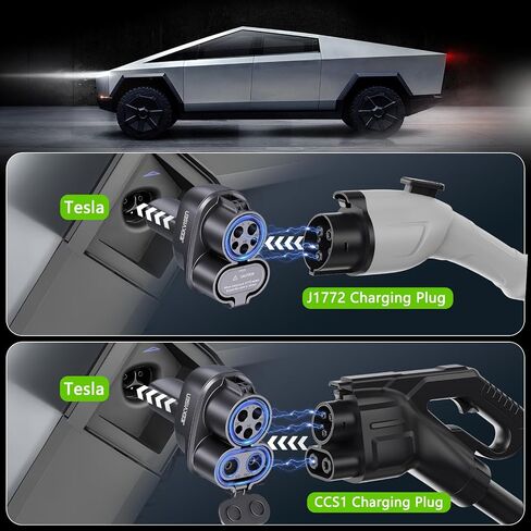 CCS & J1772 to Tesla (NACS) Adapter,250KW Fast Charging for Tesla Model 3/Y/S/X/Cybertruck, Compatible with CCS1 DC & J1772 AC Stations, Supports Level 1/2/3 Chargers in Kuwait