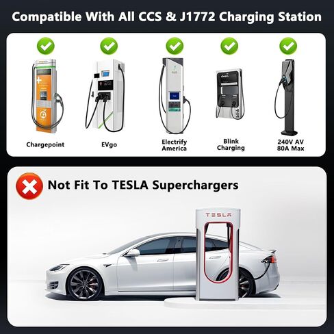 CCS & J1772 to Tesla (NACS) Adapter,250KW Fast Charging for Tesla Model 3/Y/S/X/Cybertruck, Compatible with CCS1 DC & J1772 AC Stations, Supports Level 1/2/3 Chargers in Kuwait