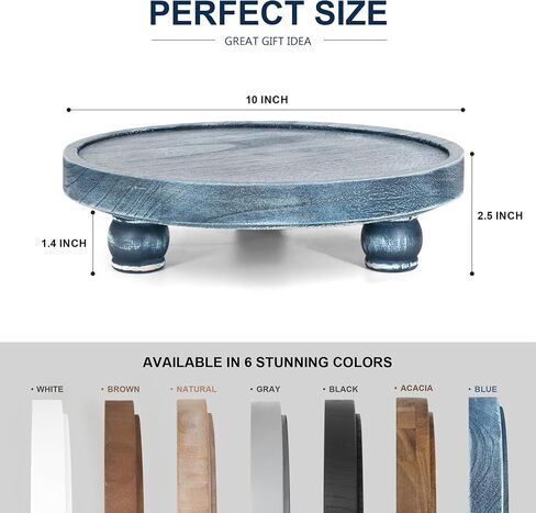 EOSAHR Decorative Display Risers for Living Room Decor - Farmhouse Wood Pedestal Stand for Kitchen Sink Organizer - Perfume Organizer for Bathroom Decor (Blue) in Kuwait