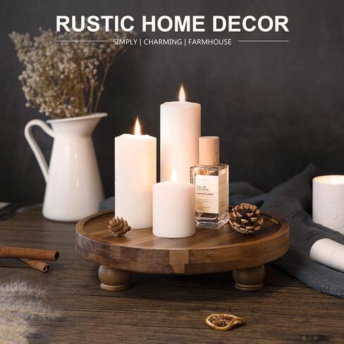 EOSAHR Decorative Display Risers for Living Room Decor - Farmhouse Wood Pedestal Stand for Kitchen Sink Organizer - Perfume Organizer for Bathroom Decor (Blue) in Kuwait