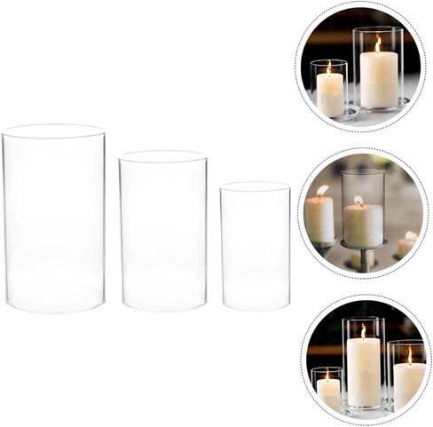 Luxshiny 3pcs شمعة زجاجية شمعة شمعة شفافة ظلال شمعة مدخنة مع تصميم مقاوم للرياح لديكور سطح المكتب in Kuwait