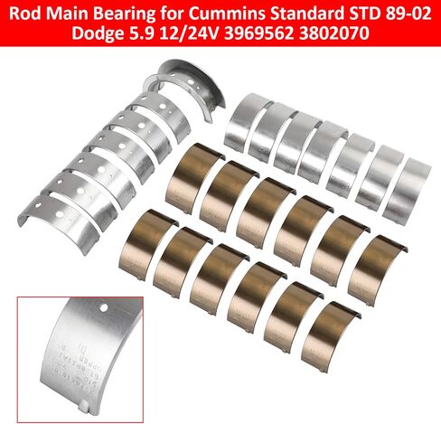 Artudatech Rod Main Bearing for Cummins Standard Std 1989-2002 for Dodge 5.9 12/24V 3969562 3802070 in Kuwait