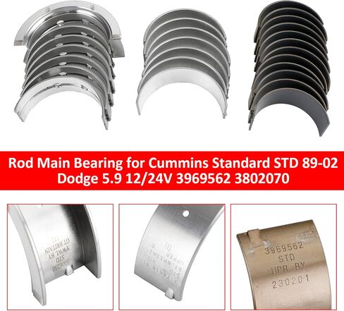 Artudatech Rod Main Bearing for Cummins Standard Std 1989-2002 for Dodge 5.9 12/24V 3969562 3802070 in Kuwait