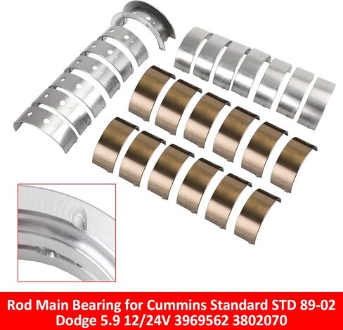 Artudatech Rod Main Bearing for Cummins Standard Std 1989-2002 for Dodge 5.9 12/24V 3969562 3802070 in Kuwait