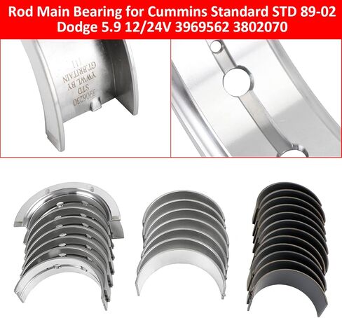 Artudatech Rod Main Bearing for Cummins Standard Std 1989-2002 for Dodge 5.9 12/24V 3969562 3802070 in Kuwait