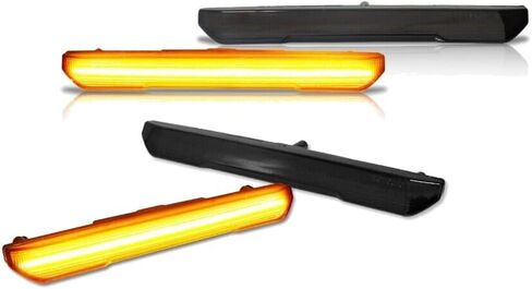 4X Smoked Front&Rear Amber Side Marker Lights Black ABS Housing Bulbs for GMC for Sierra 2500HD/3500HD AT4/Denali/SLE/SLT 2020-2022 & Base 2020-2021 Plug&Play-Bulb Shape Code Smooth in Saudi Arabia