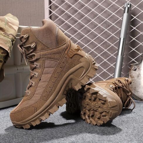 Fashionable large-size men's high-top outdoor shoes with anti-slip and wear-resistant soles. Suitable for hiking, trekking and traveling. in Saudi Arabia