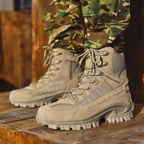 Fashionable large-size men's high-top outdoor shoes with anti-slip and wear-resistant soles. Suitable for hiking, trekking and traveling. in Saudi Arabia