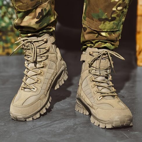 Fashionable large-size men's high-top outdoor shoes with anti-slip and wear-resistant soles. Suitable for hiking, trekking and traveling. in Saudi Arabia
